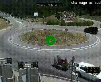 Webcam au nord d'Ax-les-Thermes au niveau de l'aire de chaînage de la N20. Vue orientée vers les Pyrénées, en direction de Pas de la Case