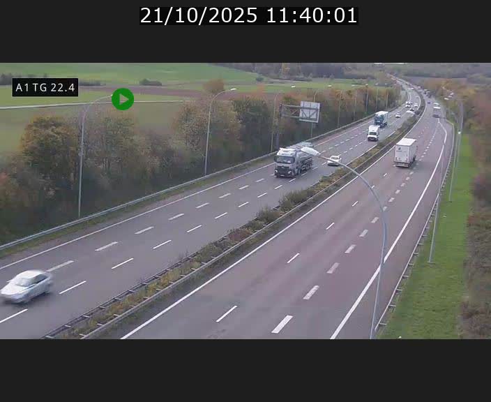 Traffic live webcam Luxembourg Flaxweiler - A1 direction Luxembourg - BK 22.4