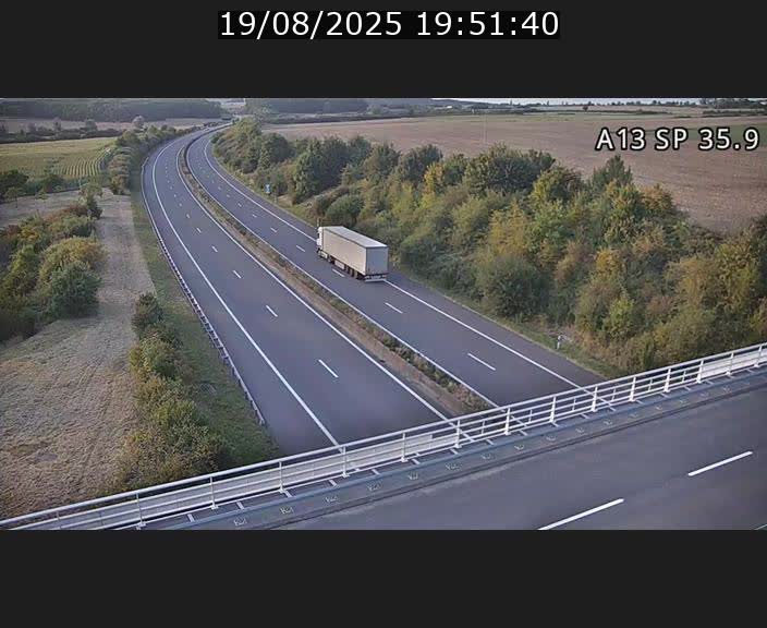 Webcam trafic sur A13 à l'entrée ouest du tunnel Markusbierg à Remerschen. Vue orientée vers Mondorf-les-Bains.