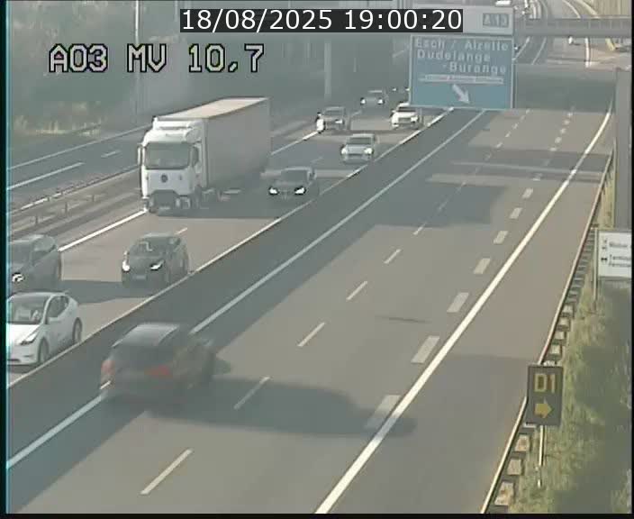 Traffic live webcam Luxembourg Croix de Bettembourg - A3 - BK 10.7 - direction France