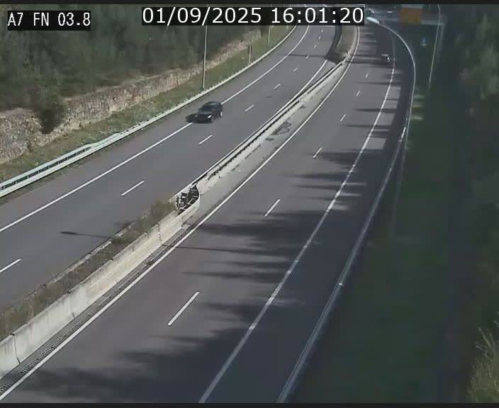 Caméra autoroute Luxembourg A7 - Passage à gibier Rëngelbour - direction Tunnel Stafelter