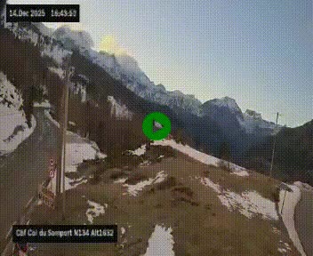 Webcam au col du Somport, côté français, sur la N134, dans les Pyrénées, en direction de l'Espagne, à 1632 mètres d'altitude