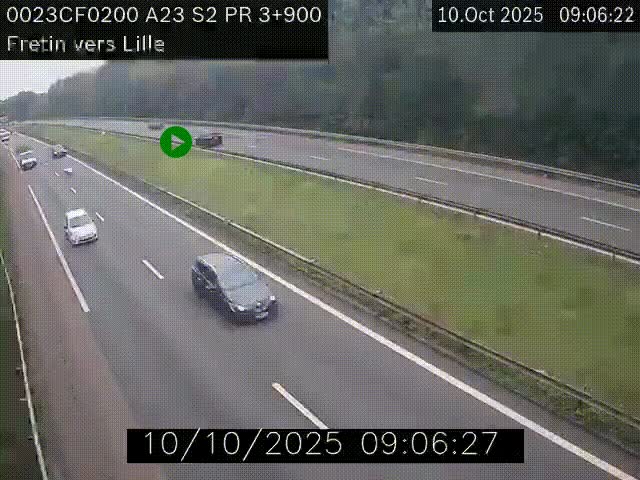 Webcam autoroute A23 à hauteur de Fretin. Vue orientée vers Lille