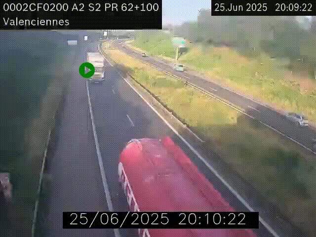 Webcam autoroute A2 à Valenciennes. Vue orientée vers Maubeuge et Mons (Belgique)