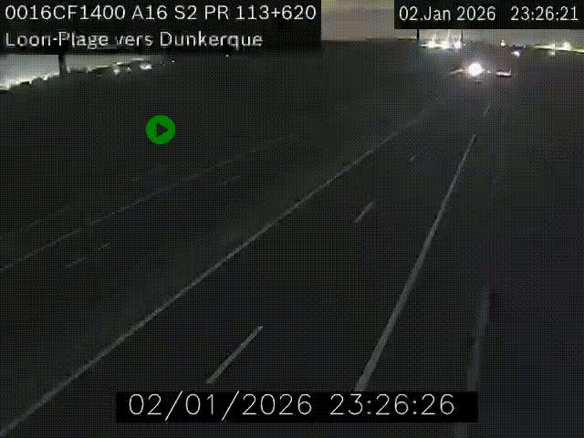 Webcam autoroute A16 à hauteur de Loon-Plage. Vue orientée vers Dunkerque et la Belgique.