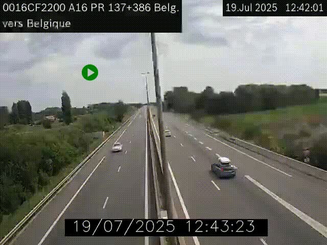 Webcam à la frontière franco-belge au niveau de Bray-Dunes/De-Panne sur l'autoroute A16. Vue orientée vers la Belgique