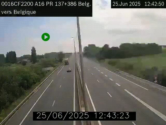 Webcam à la frontière franco-belge au niveau de Bray-Dunes/De-Panne sur l'autoroute A16. Vue orientée vers la Belgique