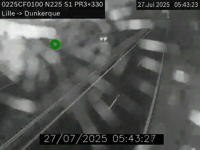 Webcam autoroute A25 (N225) à hauteur de Bergues (Bierne). Vue orientée vers Dunkerque.