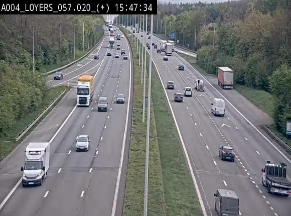 Webcam dans la montée de Loyers sur l'E411, après le viaduc de Beez en venant de Namur et en direction du Luxembourg