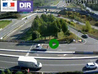 Webcam traffic à Grenoble-sud sur l'autoroute A480. Vue orientée vers l'entrée et la sortie de Grenoble