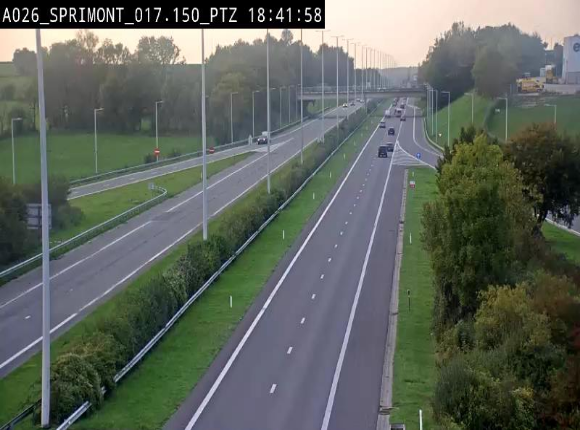 Webcam A26 (E25) à Sprimont, sur l'autoroute entre Liège et Arlon. Vue orientée vers le Luxembourg