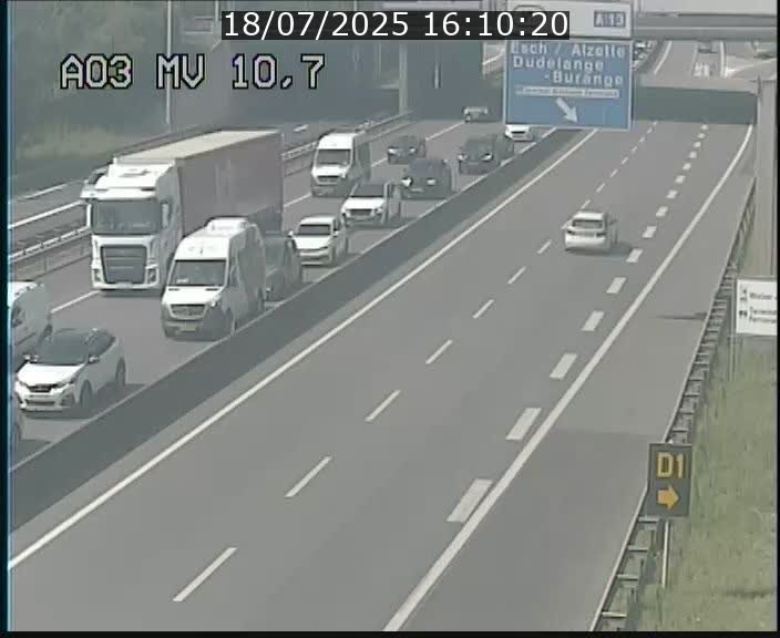 Traffic live webcam Luxembourg Croix de Bettembourg - A3 - BK 10.7 - direction France