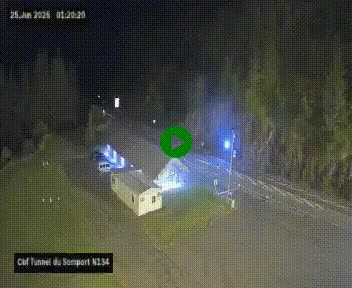 Webcam à l'entrée du tunnel du Somport, côté français, sur la N134, dans les Pyrénées, en direction de l'Espagne, à 1116 mètres d'altitude
