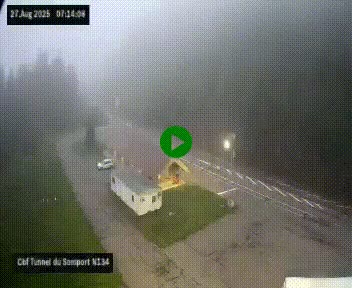 Webcam à l'entrée du tunnel du Somport, côté français, sur la N134, dans les Pyrénées, en direction de l'Espagne, à 1116 mètres d'altitude