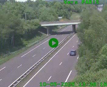 Caméra routière sur l'autoroute A20 au nord de Limoges, à la jonction avec la N520. Vue orientée vers Paris
