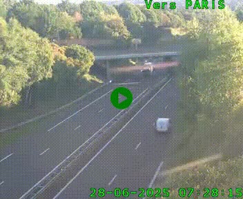 Caméra routière sur l'autoroute A20 au nord de Limoges, à la jonction avec la N520. Vue orientée vers Paris