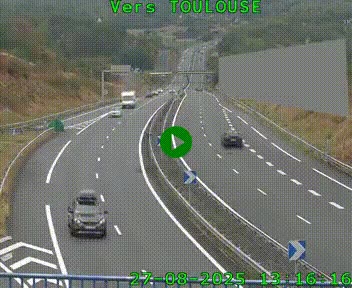 Caméra routière sur l'autoroute A20 à Noailles, en périphérie de Brive-la-Gaillarde. Vue orientée vers Toulouse