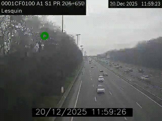 Webcam autoroute A1 à hauteur de Lesquin. Vue orientée vers Lille