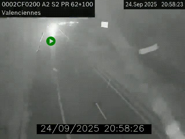Webcam autoroute A2 à Valenciennes. Vue orientée vers Maubeuge et Mons (Belgique)