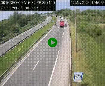 Webcam A16 à Calais en direction du Tunnel sous la Manche (Eurotunnel)