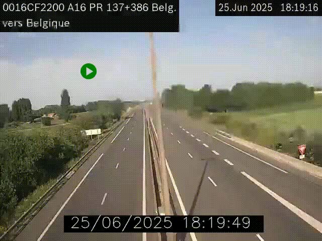 Webcam à la frontière franco-belge au niveau de Bray-Dunes/De-Panne sur l'autoroute A16. Vue orientée vers la Belgique