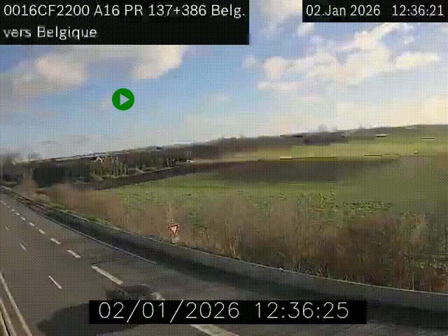 Webcam à la frontière franco-belge au niveau de Bray-Dunes/De-Panne sur l'autoroute A16. Vue orientée vers la Belgique