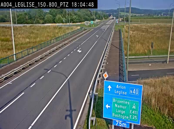 Webcam au-dessus de l'E411 sur la N40. Vue orientée vers Léglise en provenance de Neufchâteau