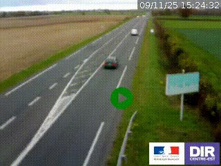 Webcam routière sur la RN7 à hauteur de Toulon-sur-Allier, entre Moulins et Vichy