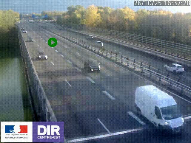 Caméra trafic à la jonction entre l'A46 (Rocade-est de Lyon) et l'A42 à hauteur de Vault-en-Velin en direction de Marseille