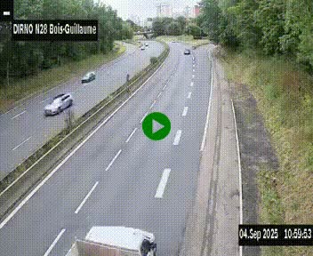 Webcam routière à hauteur de Bois-Guillaume en périphérie de Rouen. Vue orientée vers Rouen