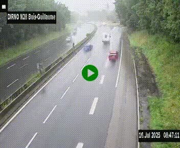 Webcam routière à hauteur de Bois-Guillaume en périphérie de Rouen. Vue orientée vers Rouen