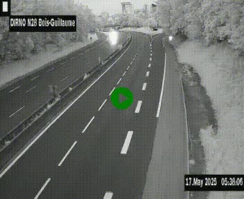Webcam routière à hauteur de Bois-Guillaume en périphérie de Rouen. Vue orientée vers Rouen