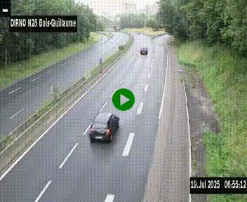 Webcam routière à hauteur de Bois-Guillaume en périphérie de Rouen. Vue orientée vers Rouen