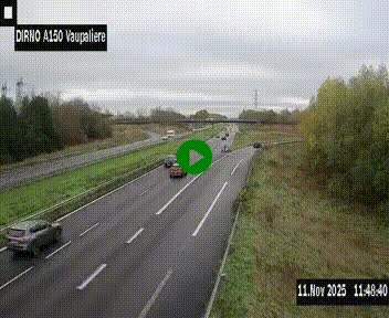 Webcam autoroute A150 à hauteur de La Vaupalière en périphérie de Rouen. Vue orientée vers Rouen