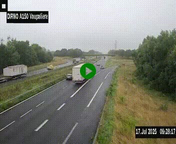 Webcam autoroute A150 à hauteur de La Vaupalière en périphérie de Rouen. Vue orientée vers Rouen
