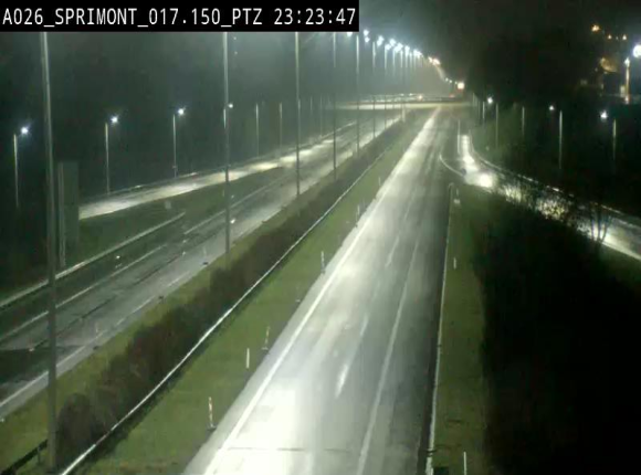 Webcam A26 (E25) à Sprimont, sur l'autoroute entre Liège et Arlon. Vue orientée vers le Luxembourg
