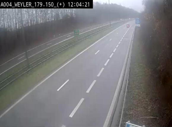 Webcam entre la sortie Arlon et la sortie Weyler sur l'E411. Vue orientée vers Luxembourg