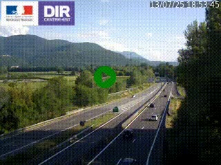 Caméra trafic à Meylan sur la Rocade-Sud de Grenoble en direction d'Aix-en-Provence