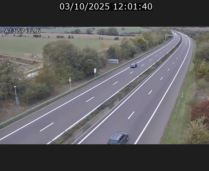 Webcam info trafic A13 à hauteur de Mondorf-les-bains. Vue orientée vers Altwies