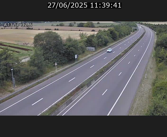 Webcam info trafic A13 à hauteur de Mondorf-les-bains. Vue orientée vers Altwies