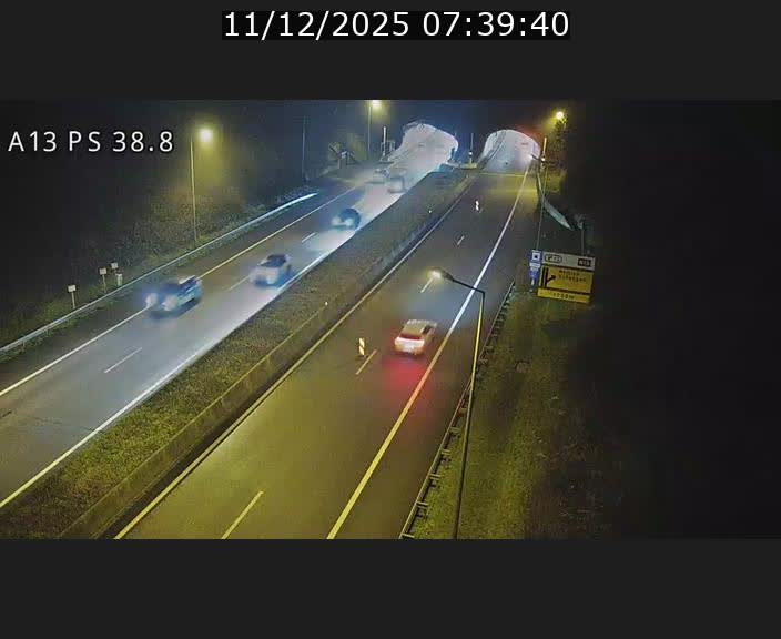Webcam autoroute A13 à l'entrée ouest du tunnel Markusbierg à Schengen. Vue orientée vers Mondorf-les-Bains