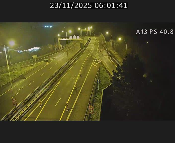 Webcam autoroute A13 à la sortie est du tunnel Markusbierg à Schengen. Vue sur le pont de la Moselle, vers l'Allemagne