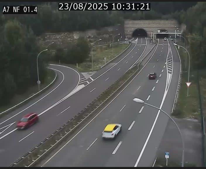 Caméra autoroute Luxembourg A7 - Echangeur Waldhaff - direction Tunnel Stafelter
