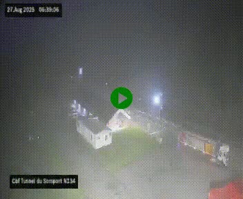 Webcam à l'entrée du tunnel du Somport, côté français, sur la N134, dans les Pyrénées, en direction de l'Espagne, à 1116 mètres d'altitude