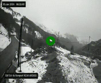 Webcam au col du Somport, côté français, sur la N134, dans les Pyrénées, en direction de l'Espagne, à 1632 mètres d'altitude