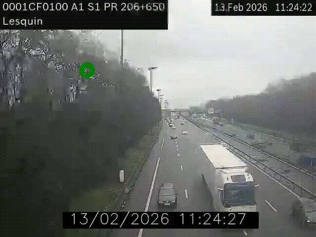 Webcam autoroute A1 à hauteur de Lesquin. Vue orientée vers Lille