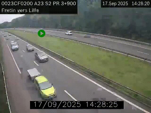 Webcam autoroute A23 à hauteur de Fretin. Vue orientée vers Lille