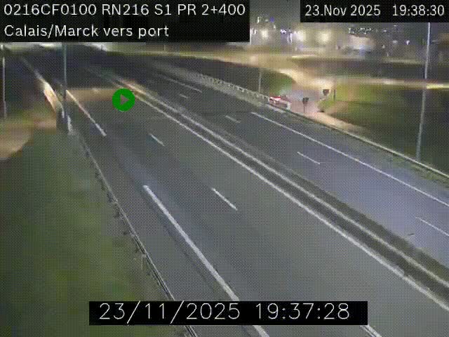 Webcam à Calais sur A216 (N216) en direction du port (harbour) de Calais.