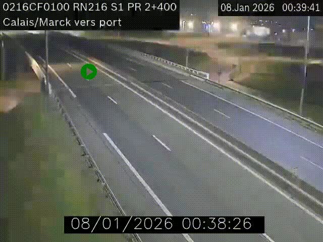 Webcam à Calais sur A216 (N216) en direction du port (harbour) de Calais.