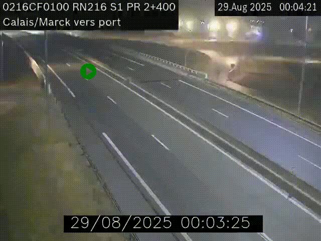 Webcam à Calais sur A216 (N216) en direction du port (harbour) de Calais.
